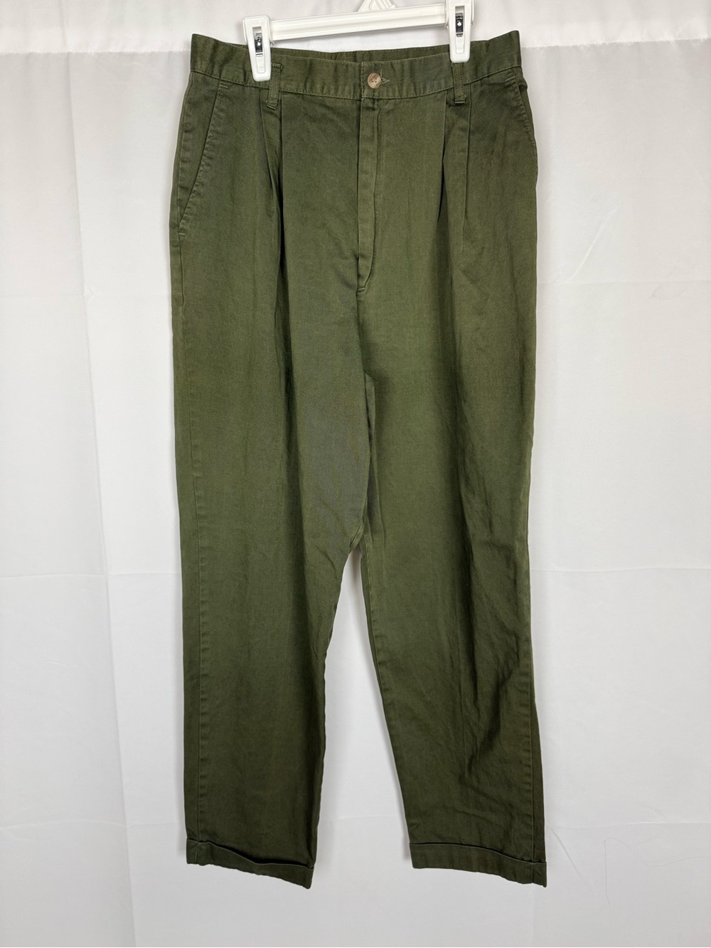 Vintage 90s Olive Green Pleated Trousers Essentials Sport Loafers Size 12